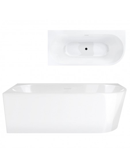 Wanna Narożna INTERO V240LLBL 160 Cm Montaż Lewostronny Przelew Szczelinowy Korek Klik Klak Czarny