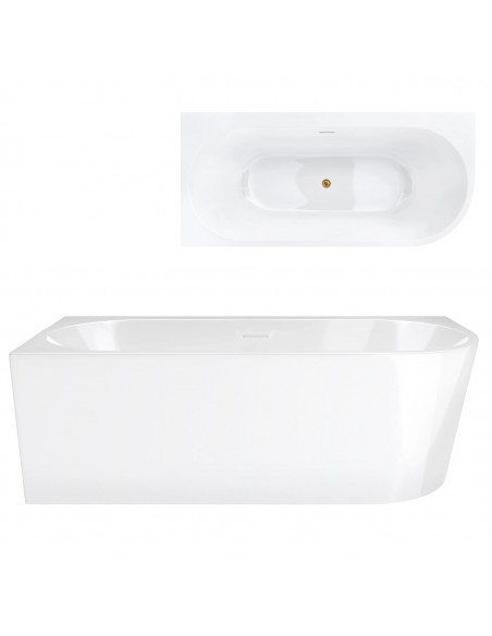 Wanna narożna INTERO V240LLBGL 160 cm Montaż lewostronny Przelew szczelinowy Korek klik klak Złoty szczotkowany