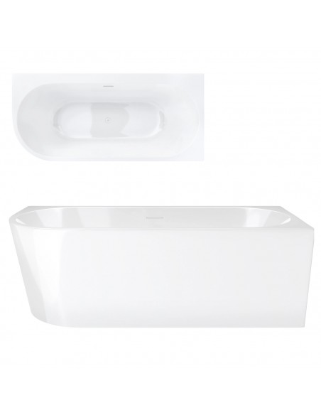 Wanna Narożna INTERO V240LPWH 160 Cm Montaż Prawostronny Przelew Szczelinowy Korek Klik Klak Biały