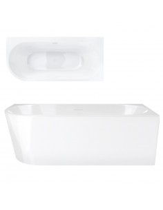 Wanna Narożna INTERO V240MPWH 150 Cm Montaż Prawostronny Przelew Szczelinowy Korek Klik Klak Biały