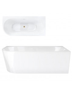 Wanna Narożna INTERO V240MPBGL 150 Cm Montaż Prawostronny Przelew Szczelinowy Korek Klik Klak Złoty Szczotkowany