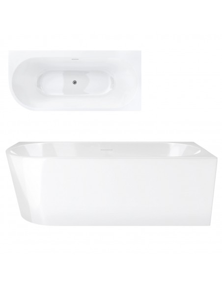 Wanna narożna INTERO V240LPCH 160 cm Montaż prawostronny Przelew szczelinowy Korek klik klak Chrom