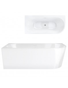 Wanna Narożna INTERO V240LLCH 160 Cm Montaż Lewostronny Przelew Szczelinowy Korek Klik Klak Chrom