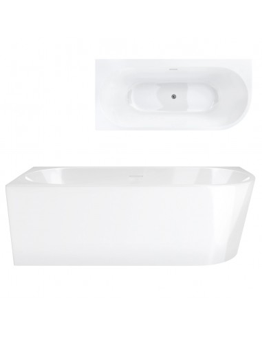 Wanna narożna INTERO V240LLCH 160 cm Montaż lewostronny Przelew szczelinowy Korek klik klak Chrom