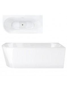 Wanna Narożna INTERO V240MPCH 150 Cm Montaż Prawostronny Przelew Szczelinowy Korek Klik Klak Chrom