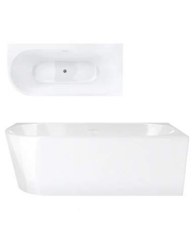 Wanna narożna INTERO V240MPCH 150 cm Montaż prawostronny Przelew szczelinowy Korek klik klak Chrom