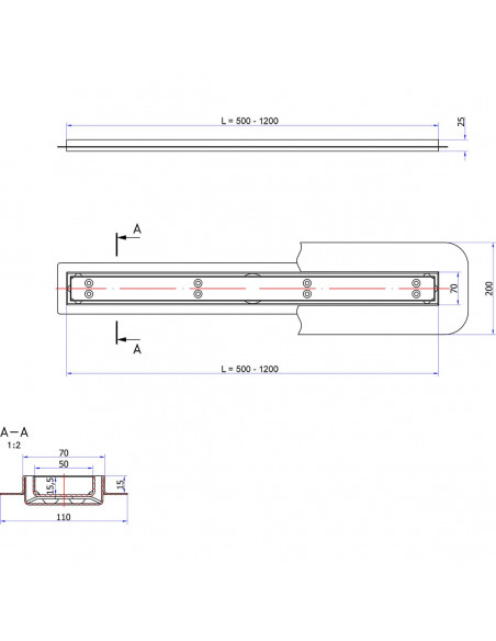 Odpływ liniowy Sieme 700 mm Clear 11