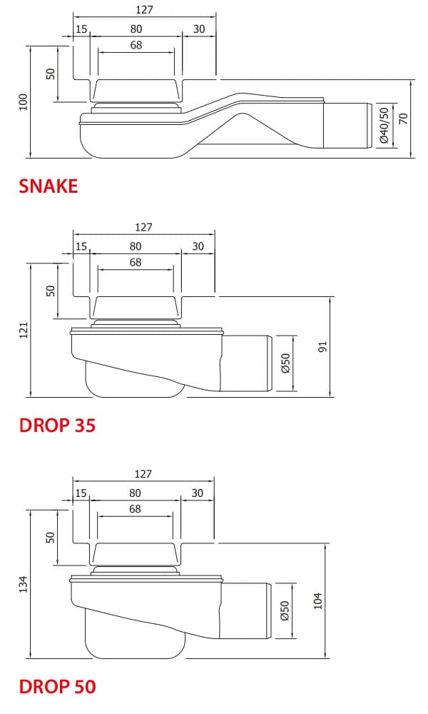 Invisible rysunek techniczny z syfonami