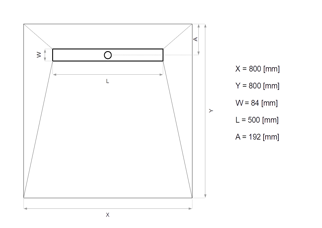 rysunek techniczny brodzika podpłytkowego czterospadowego 80x80
